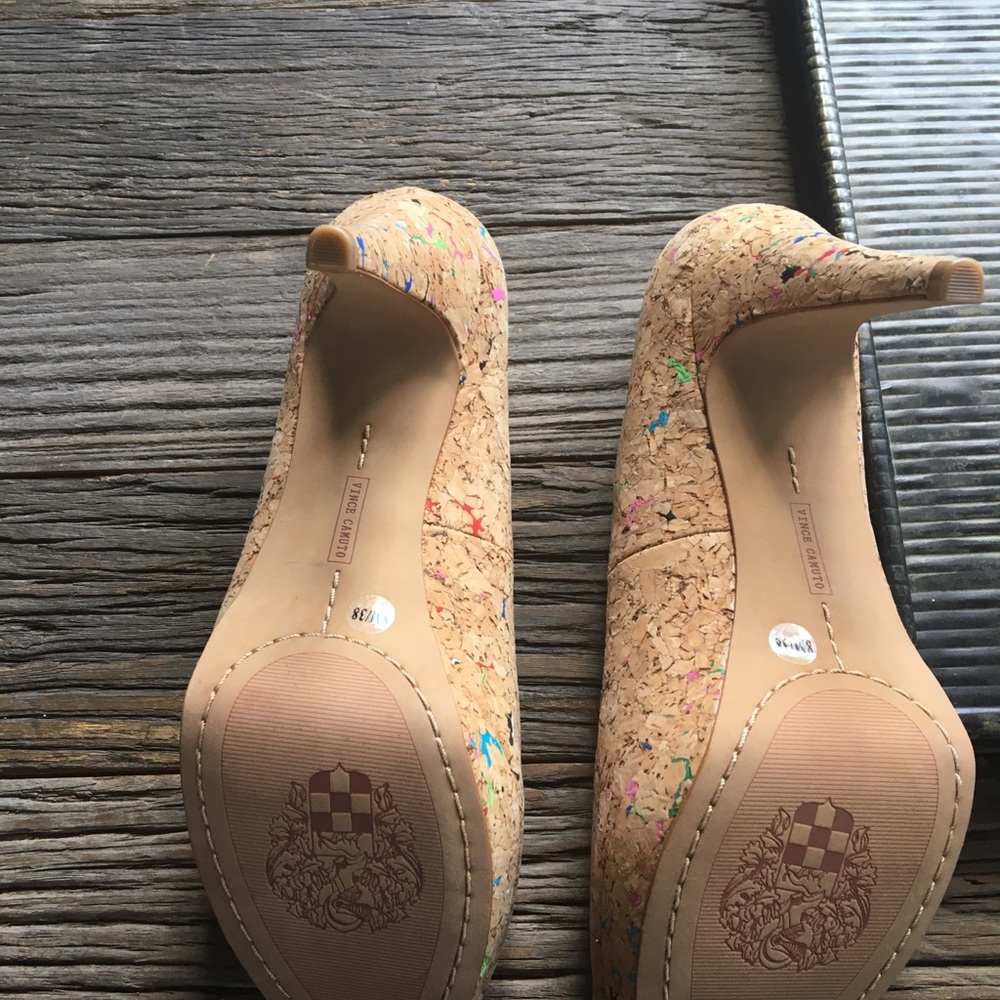 NWOB Vince Camuto cork peep toe pumps - Picture 5 of 5